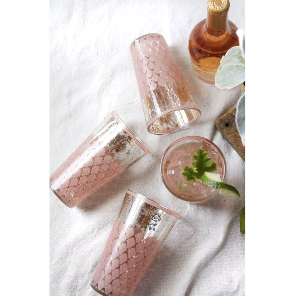 Pink Tapestry Glasses / Set of 4