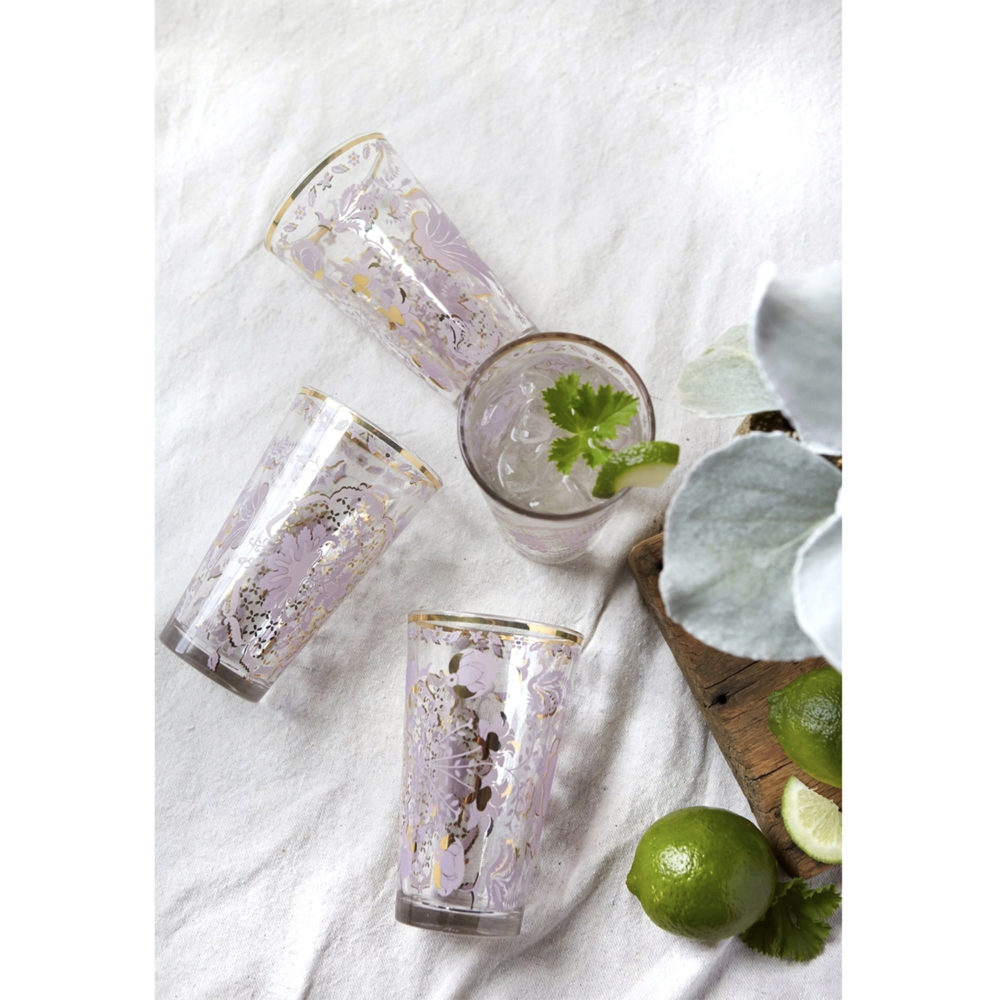 Lilac Tapestry Glasses / Set of 4